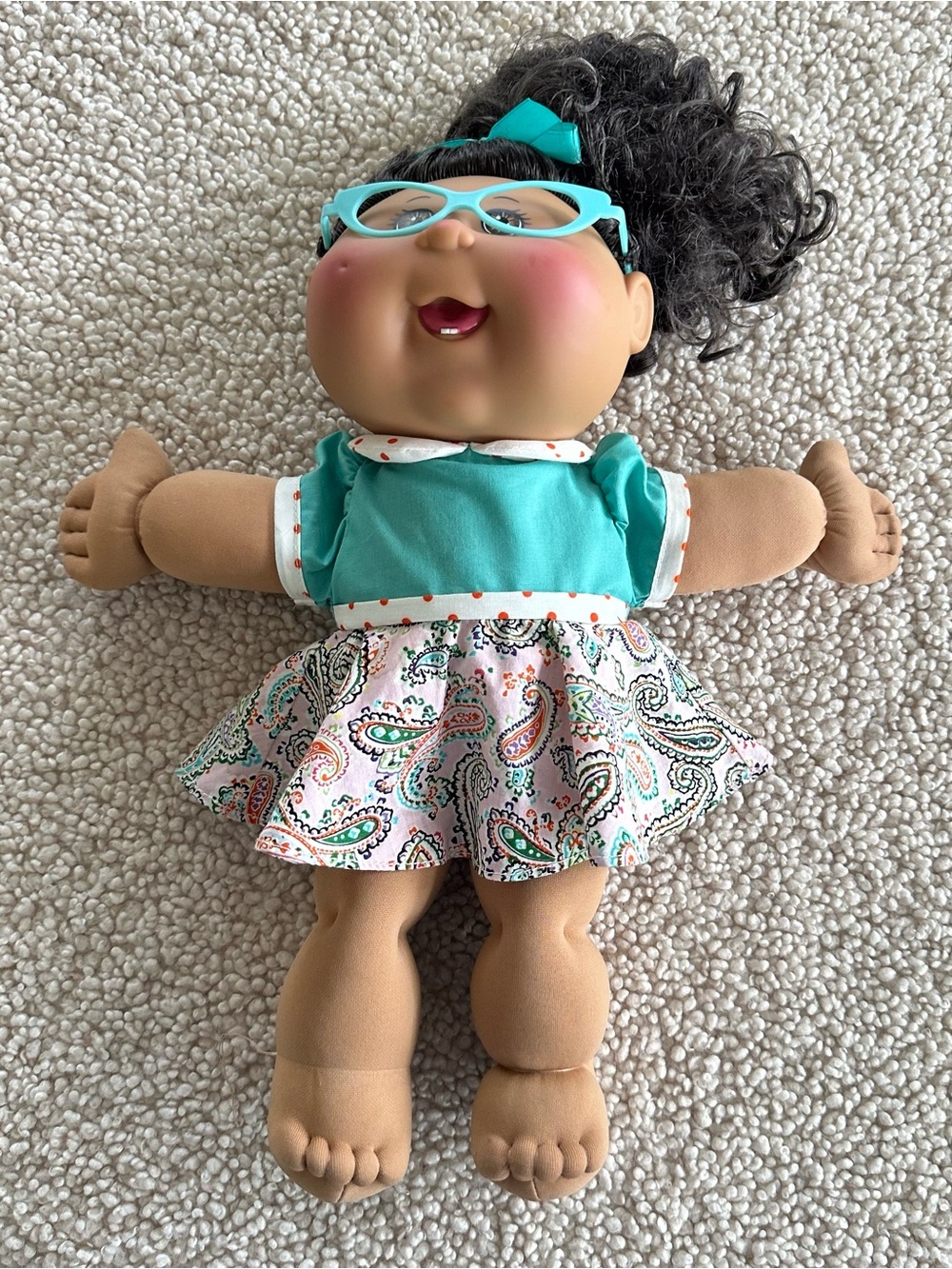 Cabbage Patch Kids Babylnd Doll 14” Glasses Outfit Cute Girl Dark Brunette 2015